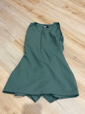 Beach Riot Olive Green Zip-Front Active Romper